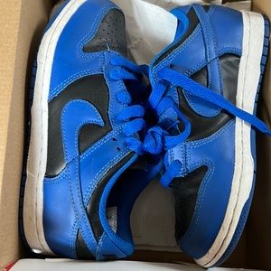 Blue and black kids dunks